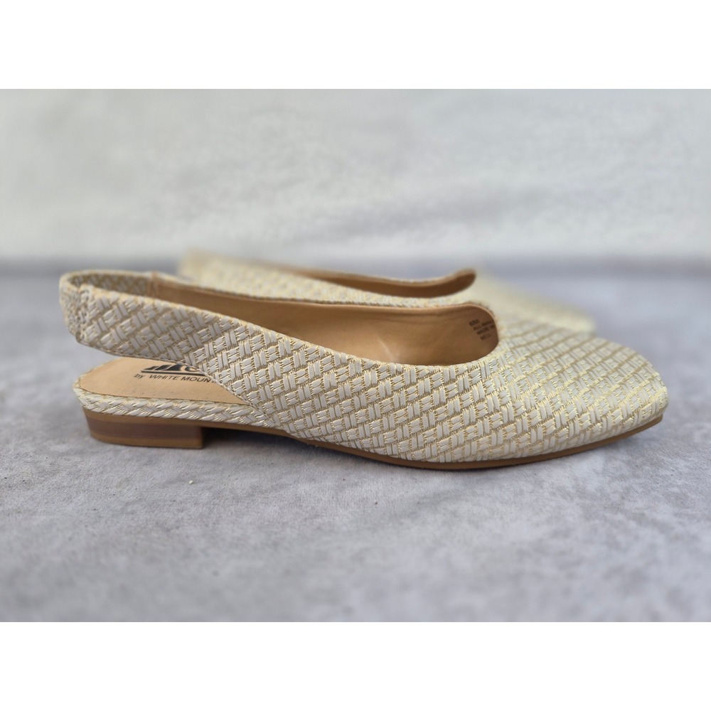 Cliffs by White Mountain Bell Gold Woven Square Toe Slingback Flats Womens 6M